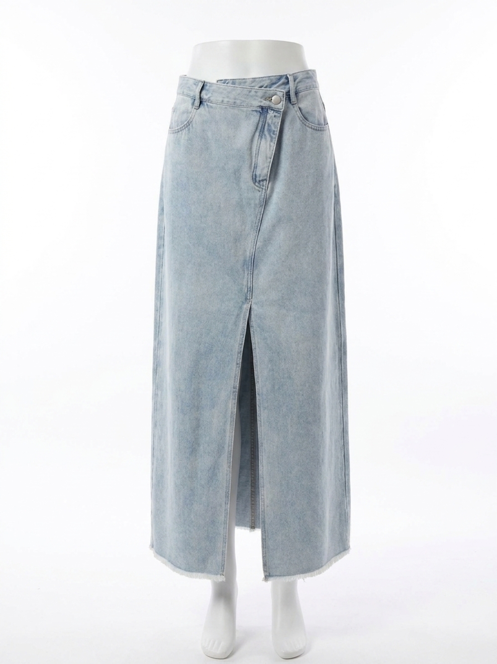 NEW CHASER trinidad denim maxi front slit skirt in classic blue